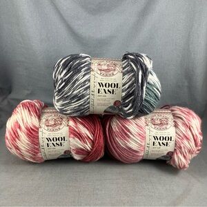 Lion Brand Wool-Ease Fair Isle 2 skeins Rose/Blossom + 1 skein Charcoal Grey